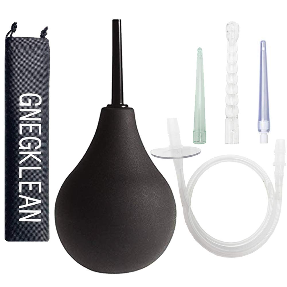 GNEGKLEAN Black Silicone Enema Bulb Kit 7.6oz Clean Anal Douche for Men Women with 19.7in GNEGKLEAN buy supplements canada