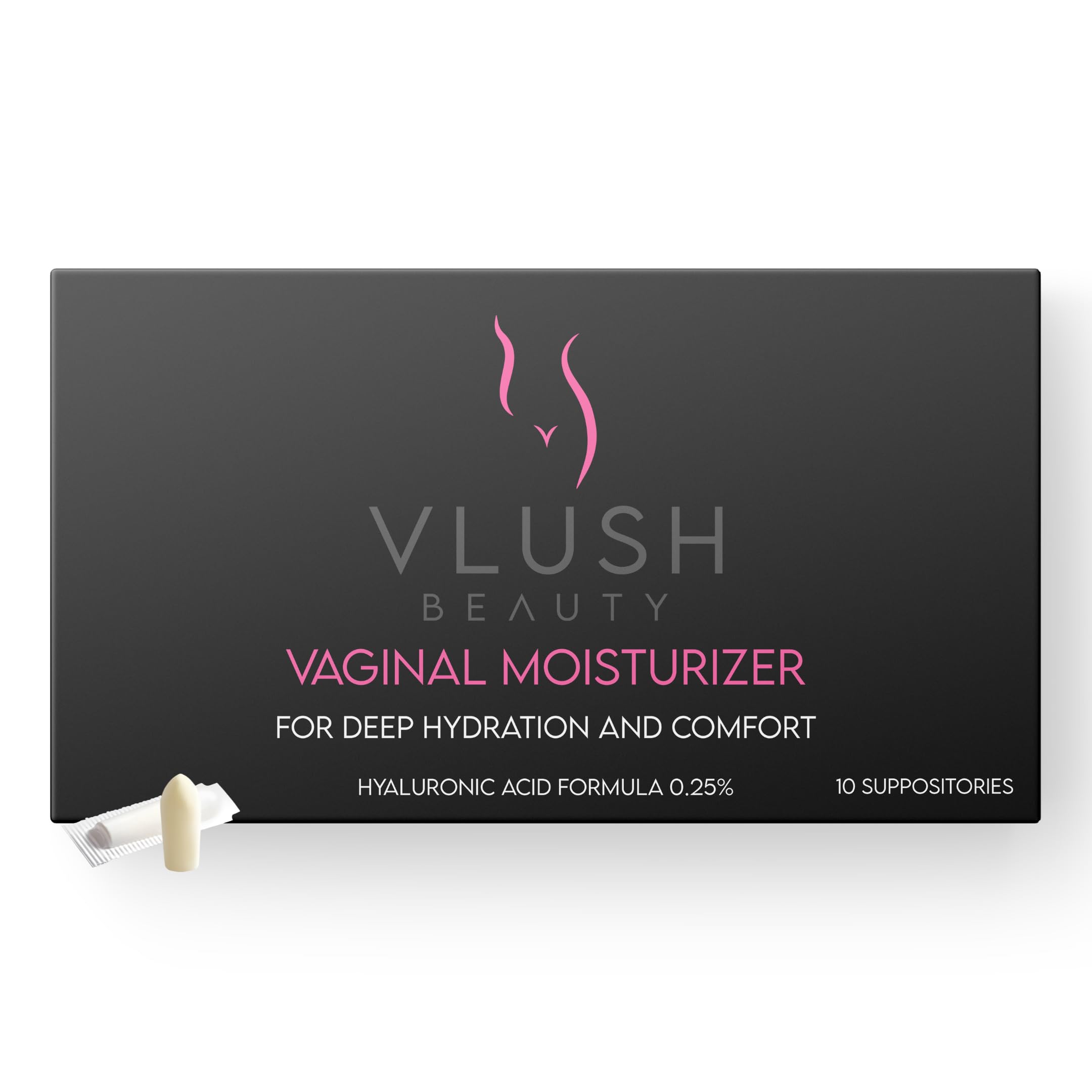 VLUSH Vaginal Moisturizer Suppositories - Deep Hydration with Hyaluronic Acid for Vaginal Dryness, Menopause Support & Daily Comfort, Made in FDA Registered Facility - Hormone-Free (10 Count) VLUSH buy supplements canada