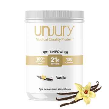 Unjury Whey Protein Powder | Vanilla | 21g 100% Whey Isolate Protein Powder | Low Carb and Lactose Free | Gluten Free | Certified Kosher | 15 Servings Unjury buy supplements canada