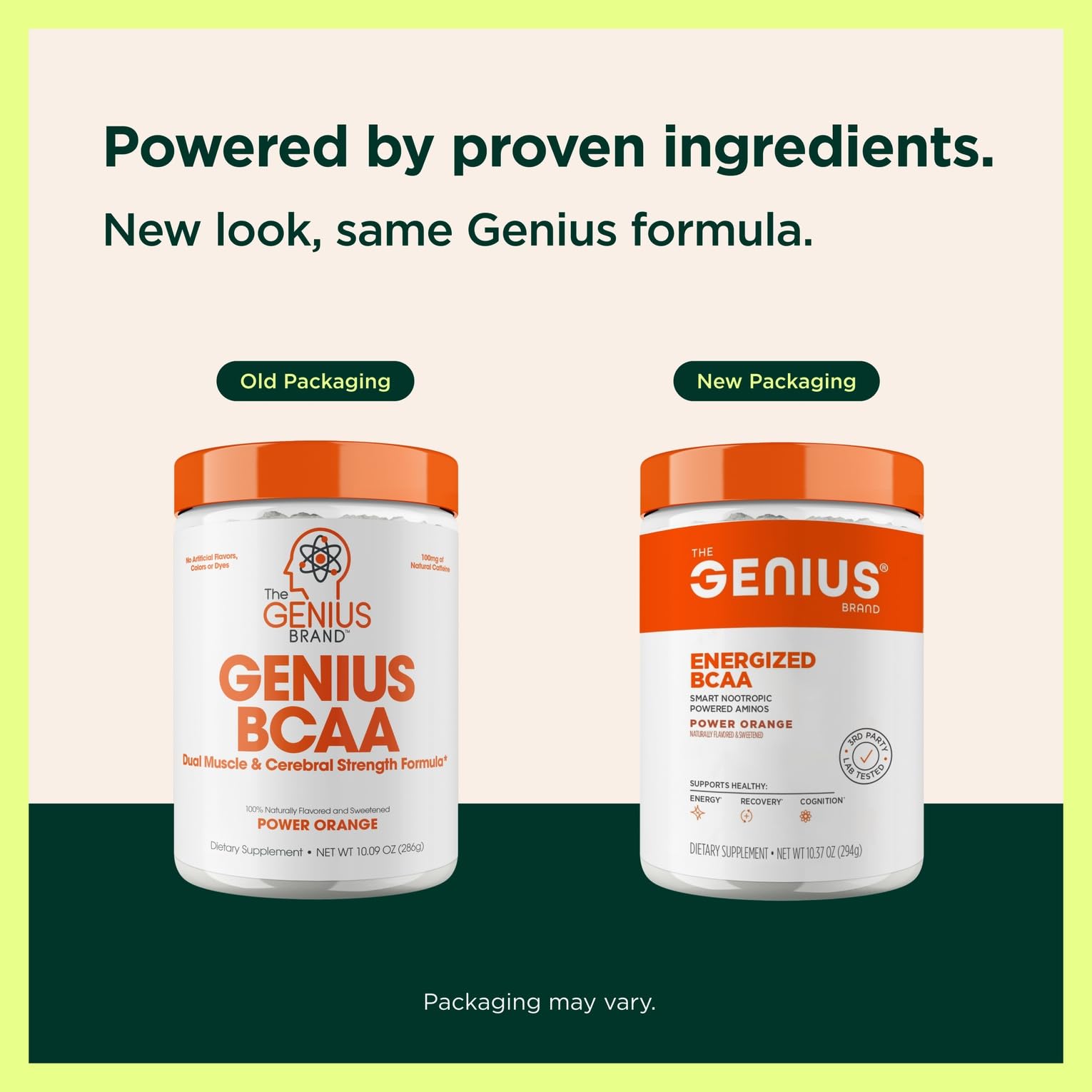Genius BCAA Powder - 5g Vegan BCAAs L-Glutamine, Cognizin & Rhodiola Muscle Recovery Energy Support 100mg Caffeine Pre, Intra, Post-Workout Nootropic Supplement for Focus & Performance - Orange The Genius Brand buy supplements canada