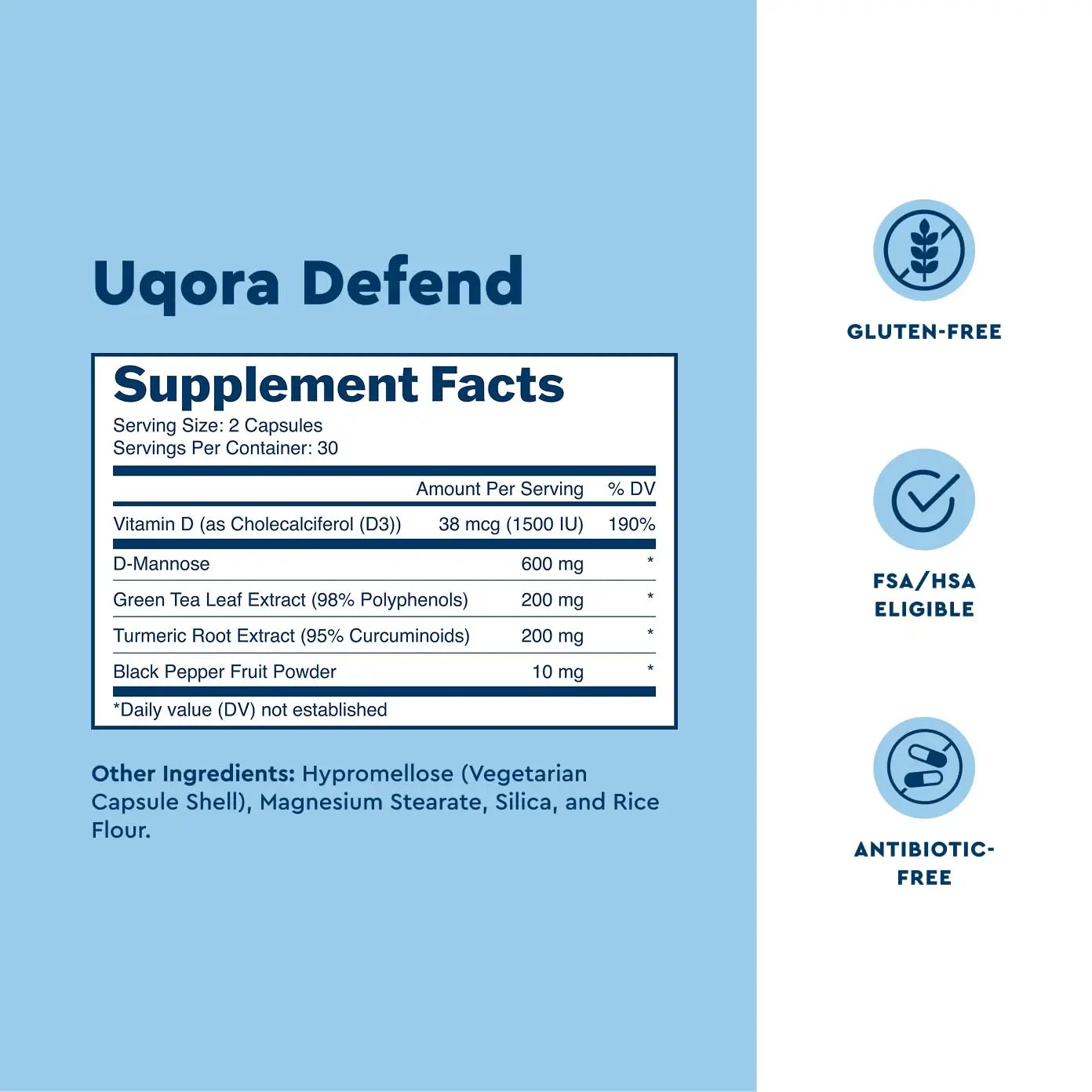 Uqora Defend - Urinary Tract Health Supplement - Support Bladder Health & Cleanse Biofilm* with D-Mannose, Green Tea Extract, Turmeric Extract & More - Gluten-Free - 60 Capsules (30-Day Supply) Uqora buy supplements canada