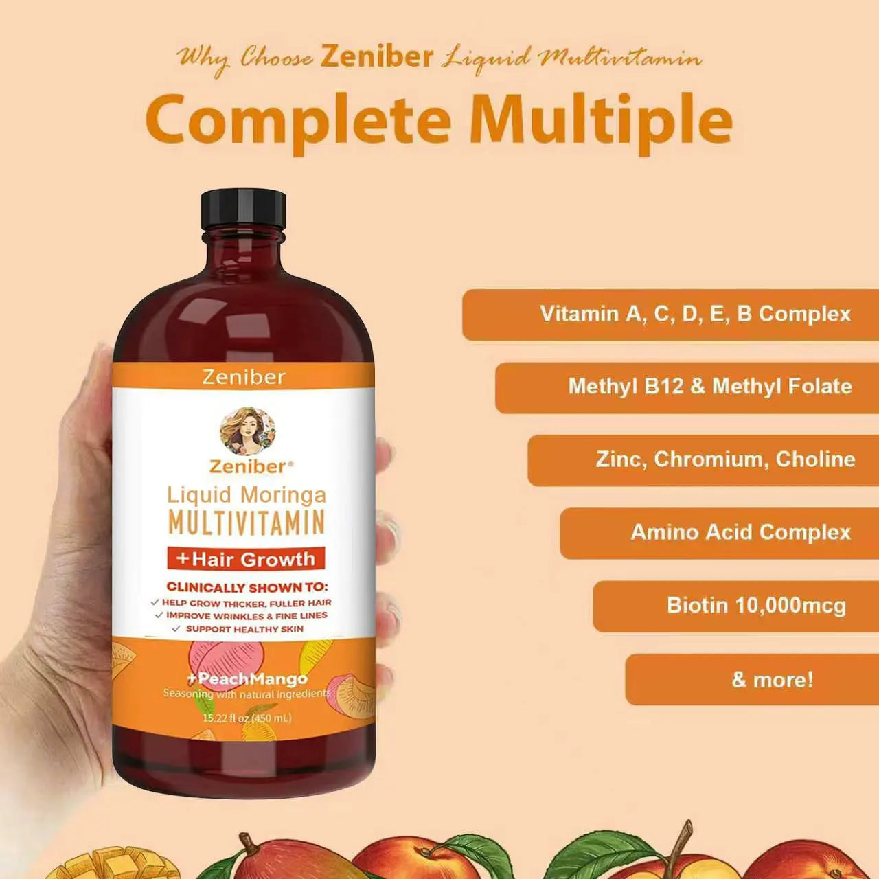 Zeniber MaayRuth Multivitamins Hair Growth&Liquid Multivitamins for Women, Biotin 10000mcg Liquid Multivitamin Hair Growth Supplement, 15.22 OZ Zeniber buy supplements canada