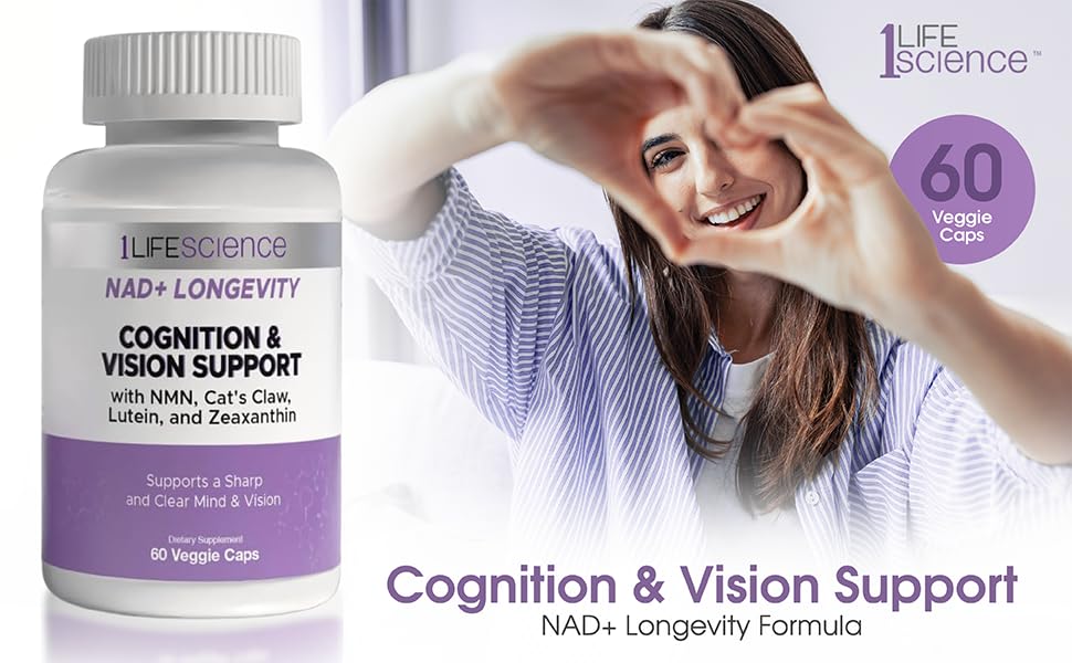 1LifeScience Cognition & Vision Support Supplement – NMN, Lion’s Mane, Cat’s Claw, Apigenin, PQQ & Lutein – NAD+ Support Formula – cGMP Made in USA – 60 Caps 1LifeScience buy supplements canada