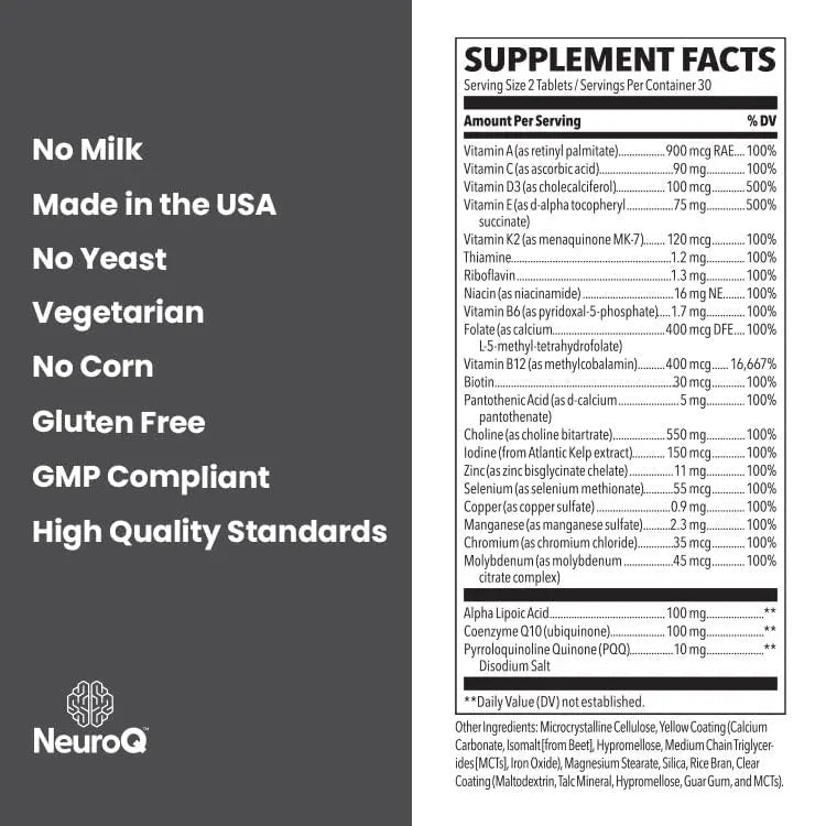 NeuroQ Daily Essentials Multivitamin – High‑Potency Brain & Body Support with Choline 550 mg, PQQ, CoQ10, Alpha Lipoic Acid LifeSeasons buy supplements canada