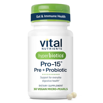 Hyperbiotics Vital Nutrients Pro-15 Prebiotics and Probiotics for Women and Men | 15 Science Backed Strains | Supports Occasional Constipation, Diarrhea, Gas & Bloating | 30 Vegan Time Release Pearls Hyperbiotics buy supplements canada