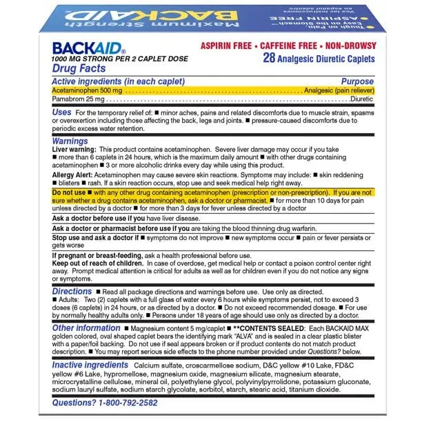 BACKAID Pills 28 Tablets (Pack of 6) Backaid buy supplements canada