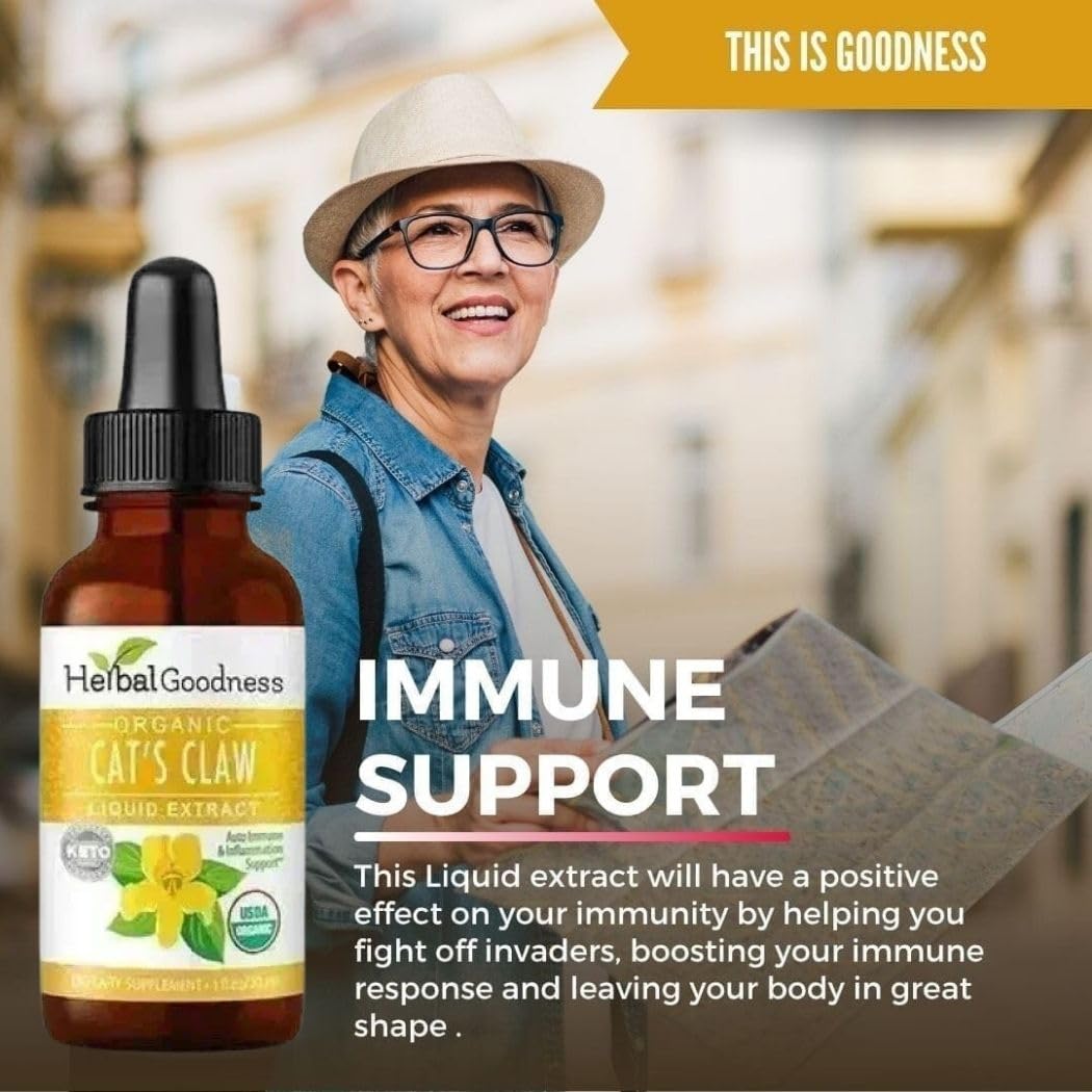 Cat's Claw Extract Joint Support - Herbal Supplement for Joint and Muscle Function, Immunity, Heart Support - Gluten Free - Superior Absorption - Organic Liquid 1oz - Herbal Goodness (1 bttl) Herbal Goodness buy supplements canada