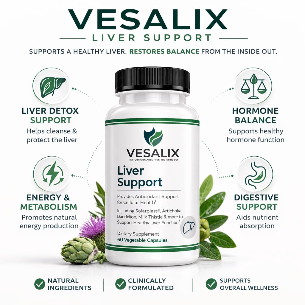 VESALIX Liver Support Supplement for Adults 40+ – Milk Thistle, Artichoke & Dandelion with Digestive Enzymes – Supports Digestion & Cellular Health – 60 Vegetarian Capsules VESALIX buy supplements canada