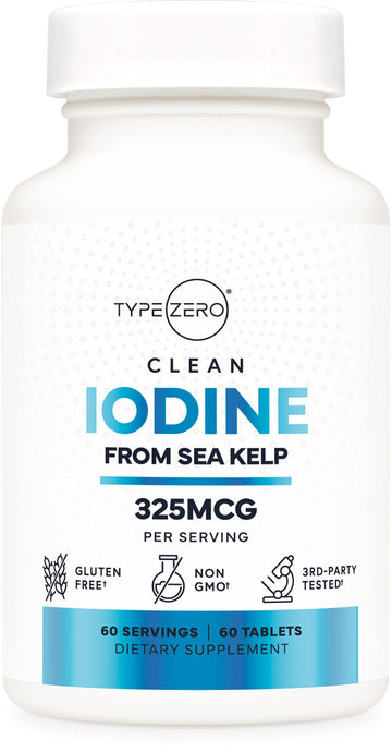 Type Zero Clean Iodine Tablets (60 Servings, 325 MCG Per Serving) - from Sea Kelp, Non-GMO, Gluten Free Type Zero buy supplements canada