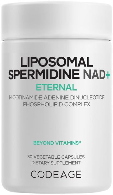 Codeage Liposomal Spermidine NAD+ Spermidine Supplement - 500 Mg NAD+ Vitamin C - Liposomal Delivery - Nicotinamide Adenine Dinucleotide Pills - 1 Capsule Per Serving - Vegan, Non-GMO - 30 Capsules Codeage buy supplements canada