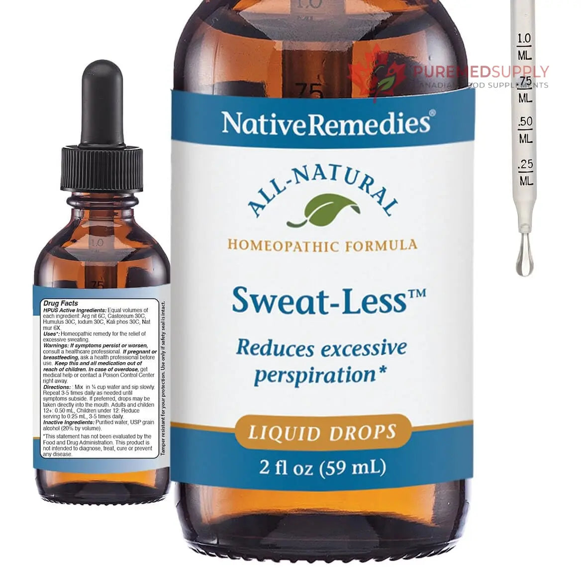 Native Remedies Sweat-Less - Natural Homeopathic Formula for Excessive Sweating, Perspiration and Clamminess - 59 mL Native Remedies buy supplements canada