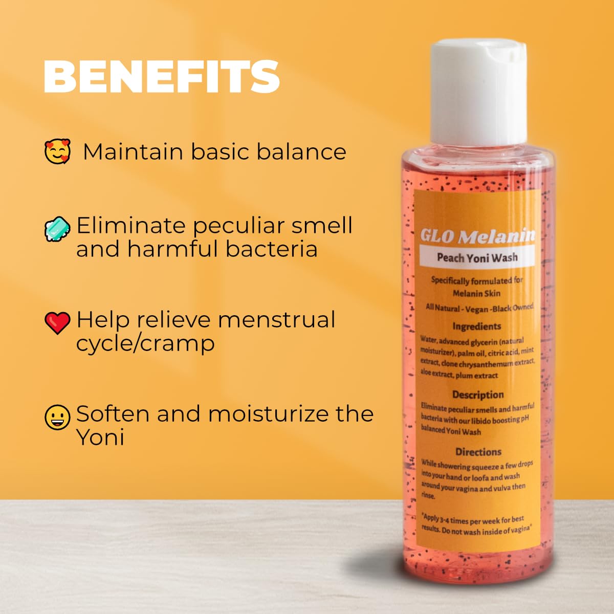 GLO Melanin Peach Yoni Wash with Aloe Vera, All Natural Feminine Wash for Women pH Balance Glo Melanin buy supplements canada