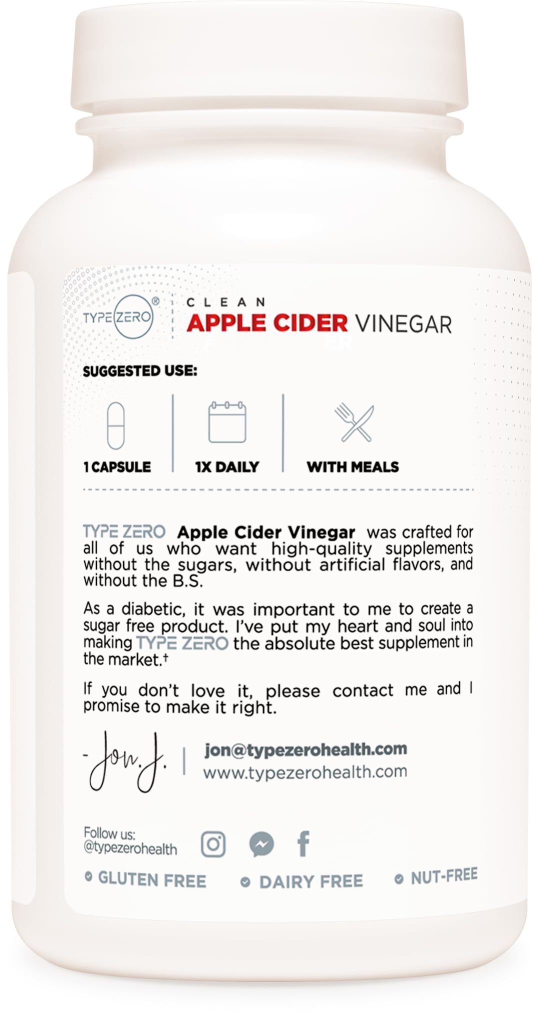 Type Zero Apple Cider Vinegar Capsules (180 Count) 500mg Per Serving - Non-GMO, Gluten-Free Supplement Type Zero buy supplements canada