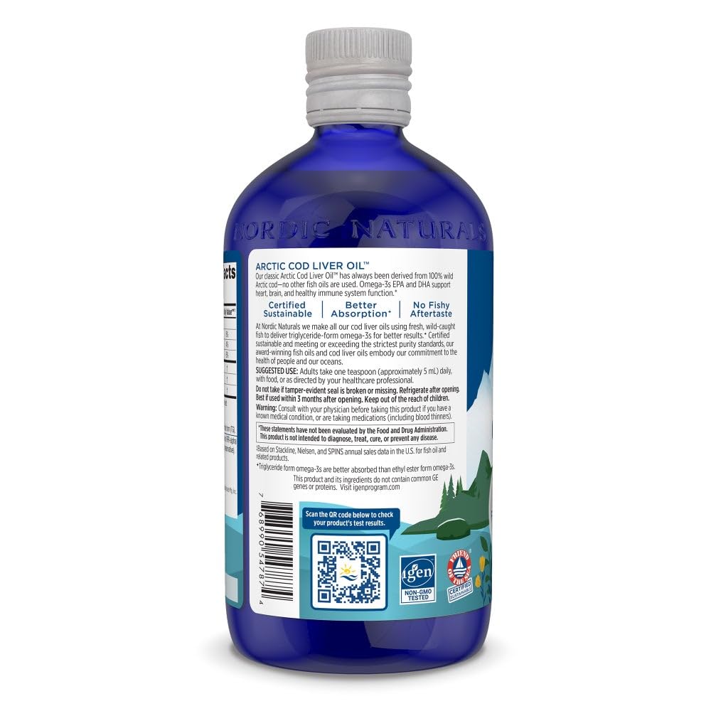 Nordic Naturals Arctic Cod Liver Oil, Orange - 16 oz - 1060 mg Total Omega-3s with EPA & DHA - Heart & Brain Health, Healthy Immunity, Overall Wellness - Non-GMO - 96 Servings Nordic Naturals buy supplements canada