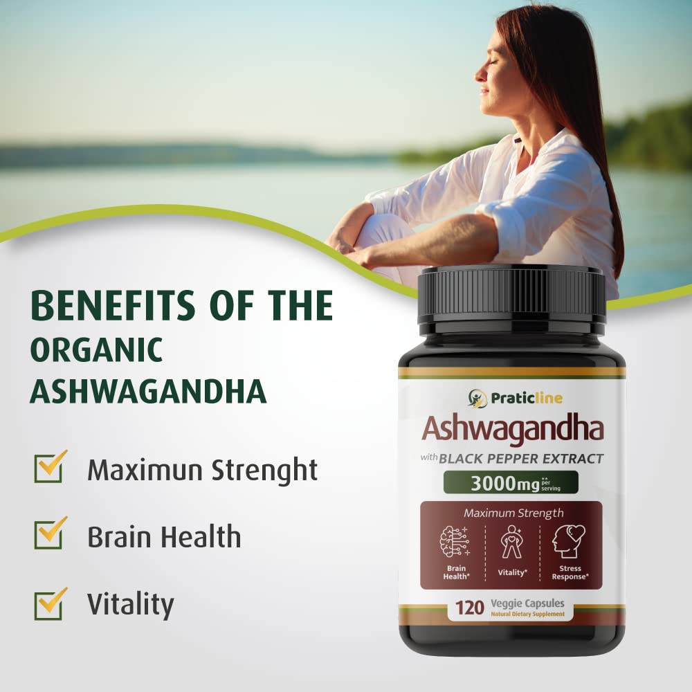 PRATIC LINE Ashwagandha Capsules 3,000 mg - 120 Vegan Cap Made with Organic PRATIC LINE buy supplements canada
