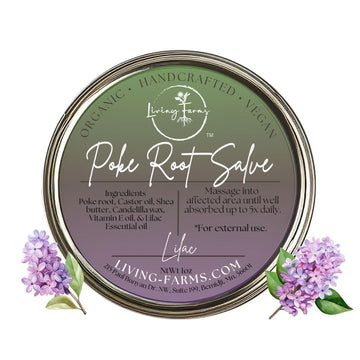 Organic Poke Root Castor Oil Salve | Vegan Lymphatic Support | Enriched with Essential Oils | Cysts, Boils, Fibroids, Swollen Lymph Nodes, Breast & Joint (1oz, Lilac) Living Farms buy supplements canada