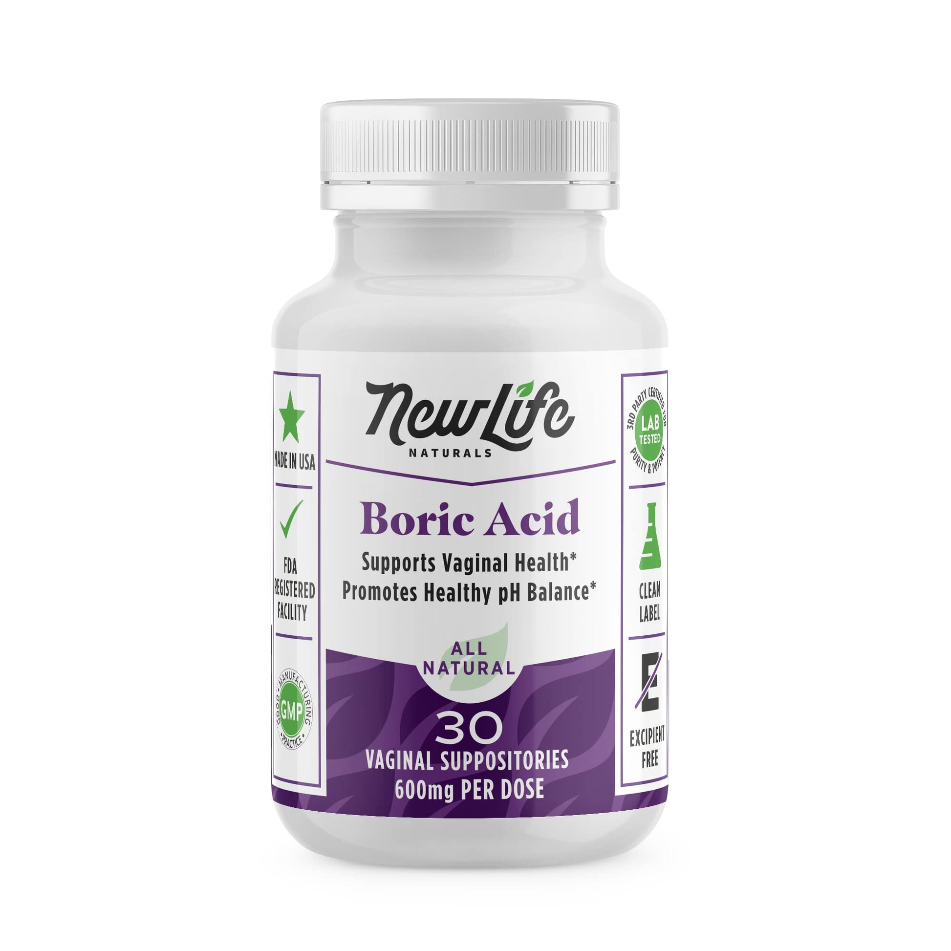 NewLife Naturals - Boric Acid Suppositories for Women pH Balance Pills - 600mg - Feminine Care NewLife Naturals buy supplements canada