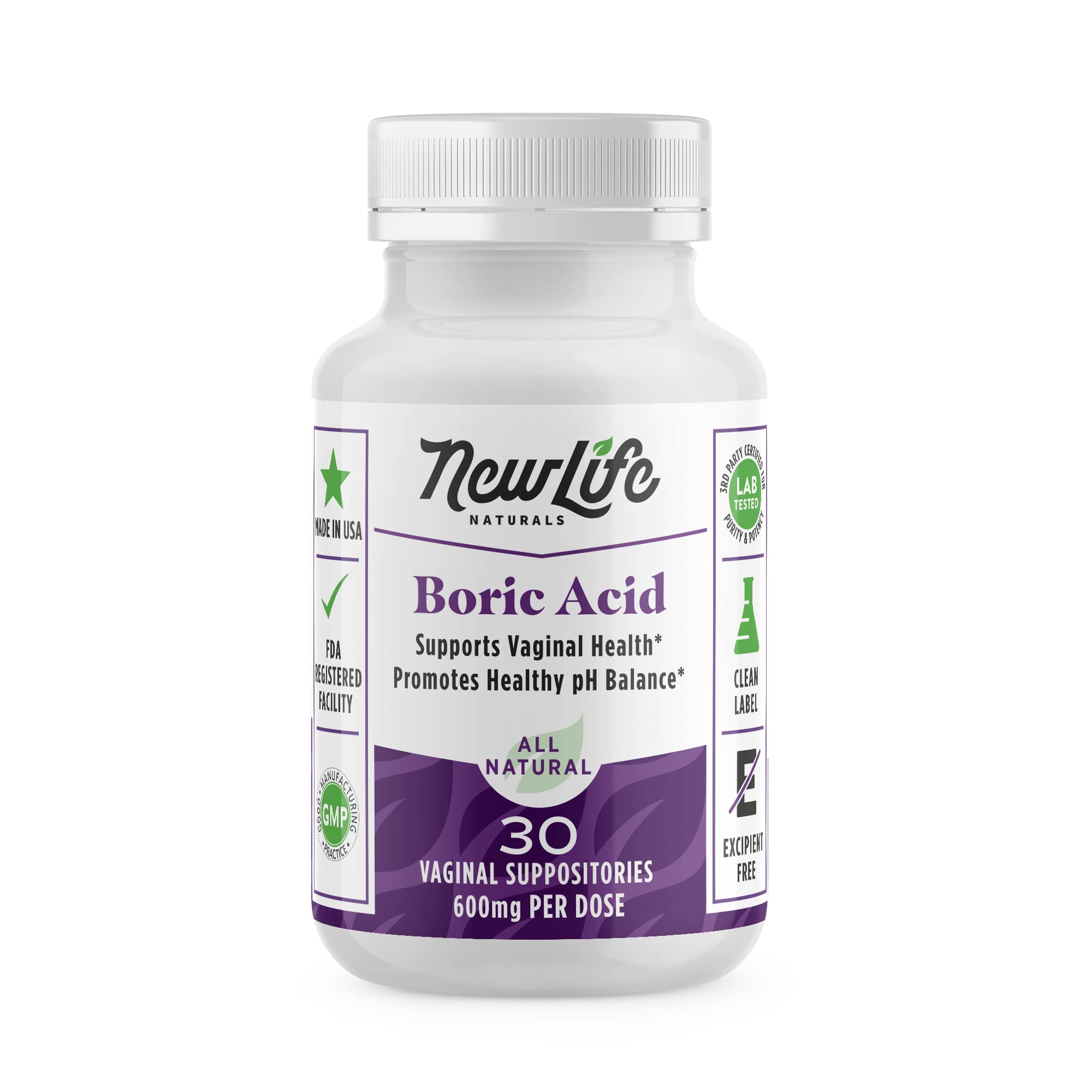 NewLife Naturals - Boric Acid Suppositories for Women pH Balance Pills - 600mg - Feminine Care NewLife Naturals buy supplements canada
