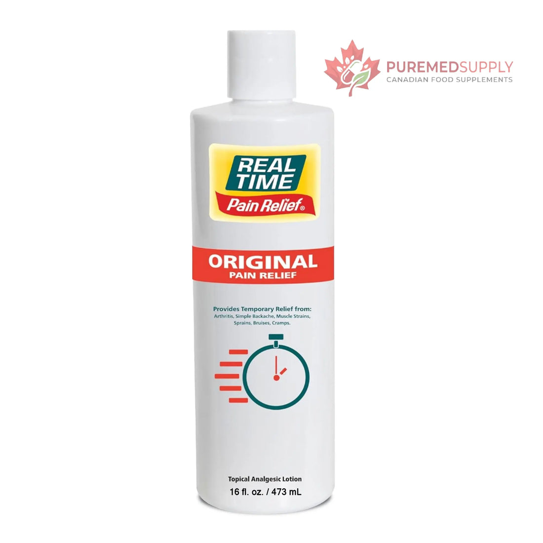 Real Time Pain Relief Cream 16oz Bottle | 17 Natural Ingredients: 1.25% Menthol, Arnica & MSM | Muscle Strain & Joint Discomfort Relief for Arthritis, Cramps, Sprains, Bruises, Hands, Back & Knee Pain Real Time Pain Relief buy supplements canada