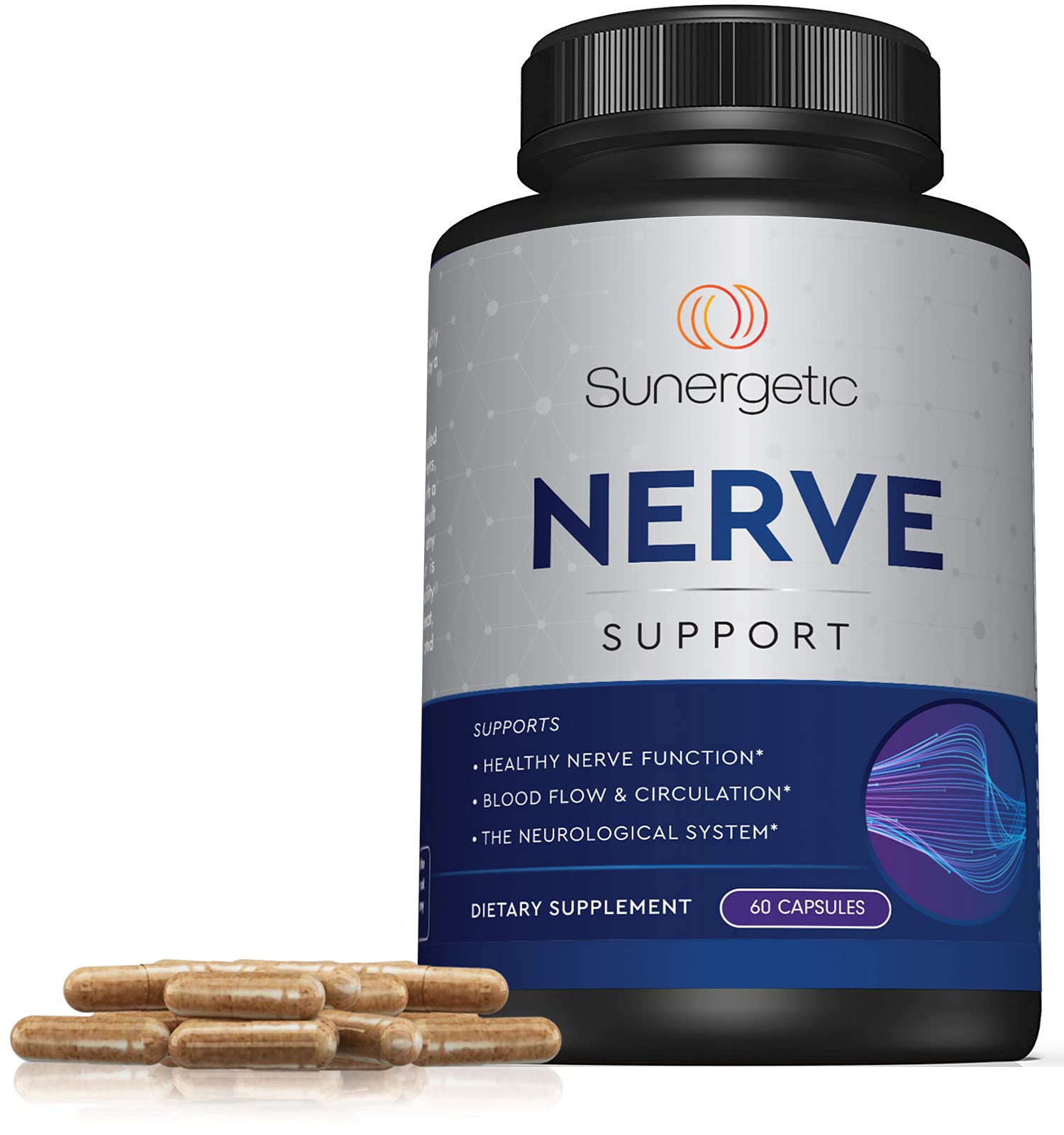 Premium Nerve Support Supplement – with Alpha Lipoic Acid (ALA) 600 mg, Acetyl-L-Carnitine (ALC) & Benfotiamine - Nerve Support Formula for Healthy Circulation, Feet, Hands & Toes - 60 Capsules Sunergetic buy supplements canada