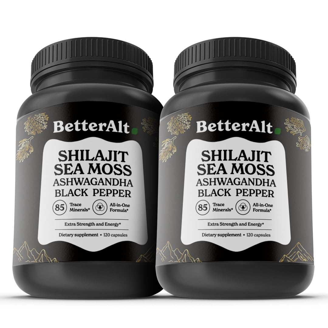 Better Alt Shilajit Sea Moss Capsules Pack of 2 with Ashwagandha & Black Pepper Extract with 85+ Essential Minerals & Antioxidants| Boosts Energy & Metabolism - 120 Servings, 240 Capsules Better Alt buy supplements canada