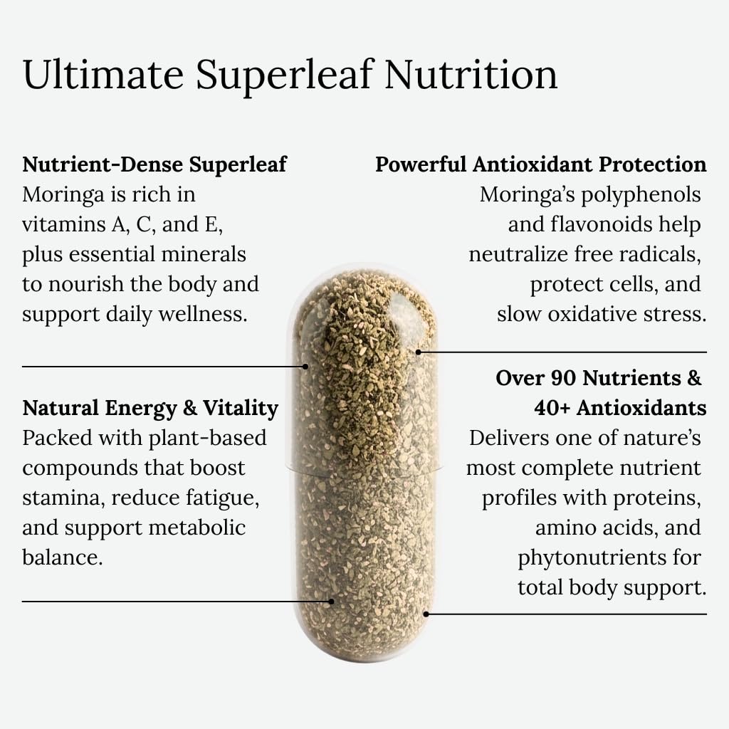 Moringa Oleifera Capsules 800mg - Pure Leaf Powder Superfood with Antioxidants Vitamins Minerals Amino Acids - Energy Immune Support Green Supplement for Men Women Dear Apothecary buy supplements canada