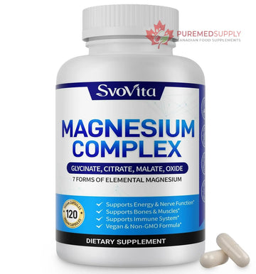 Magnesium Complex Supplement with 7 Forms of Magnesium Glycinate, Malate, Citrate & More, High Absorption for Bones, Muscle, Recovery, Energy, Vegan Non-GMO 120 Capsules Svovita buy supplements canada