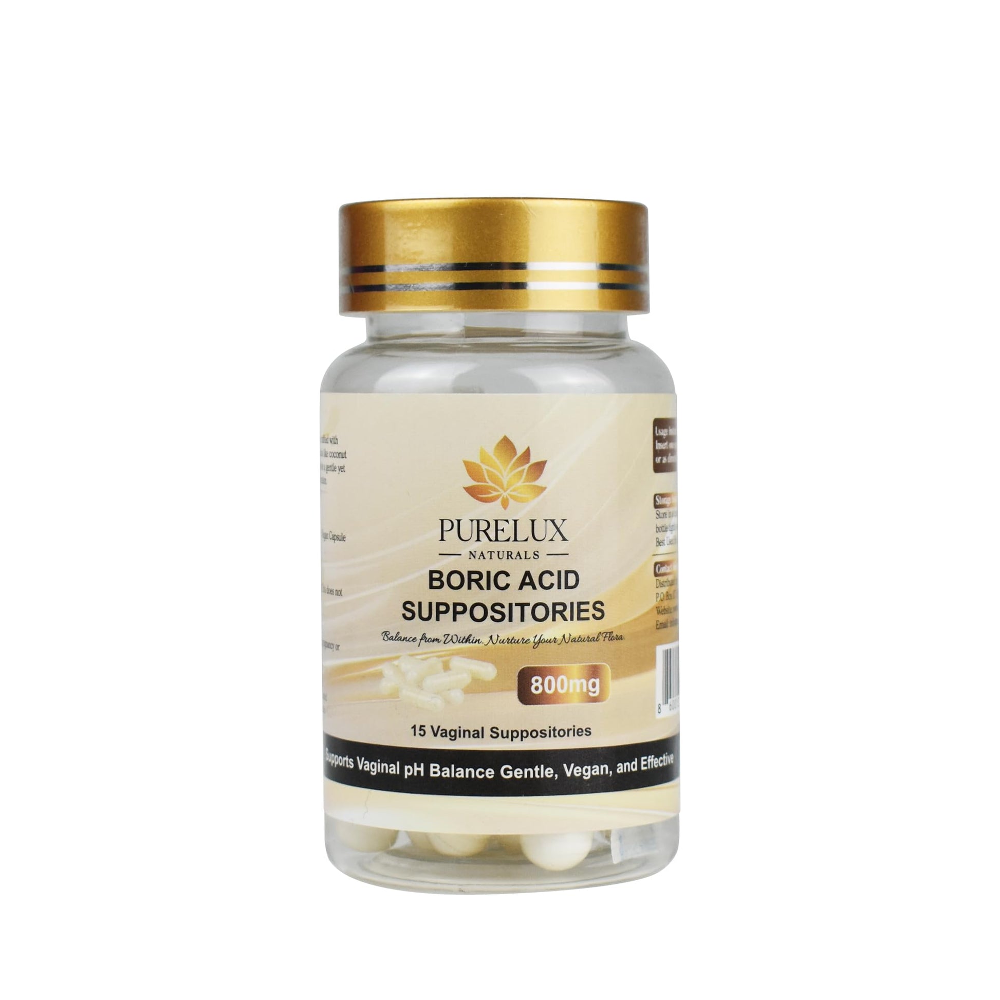 PureLux Boric Acid Feminine Wellness Support 800mg Size 000 30 Count Fragrance-Free Personal Care Formula PureLux Naturals buy supplements canada