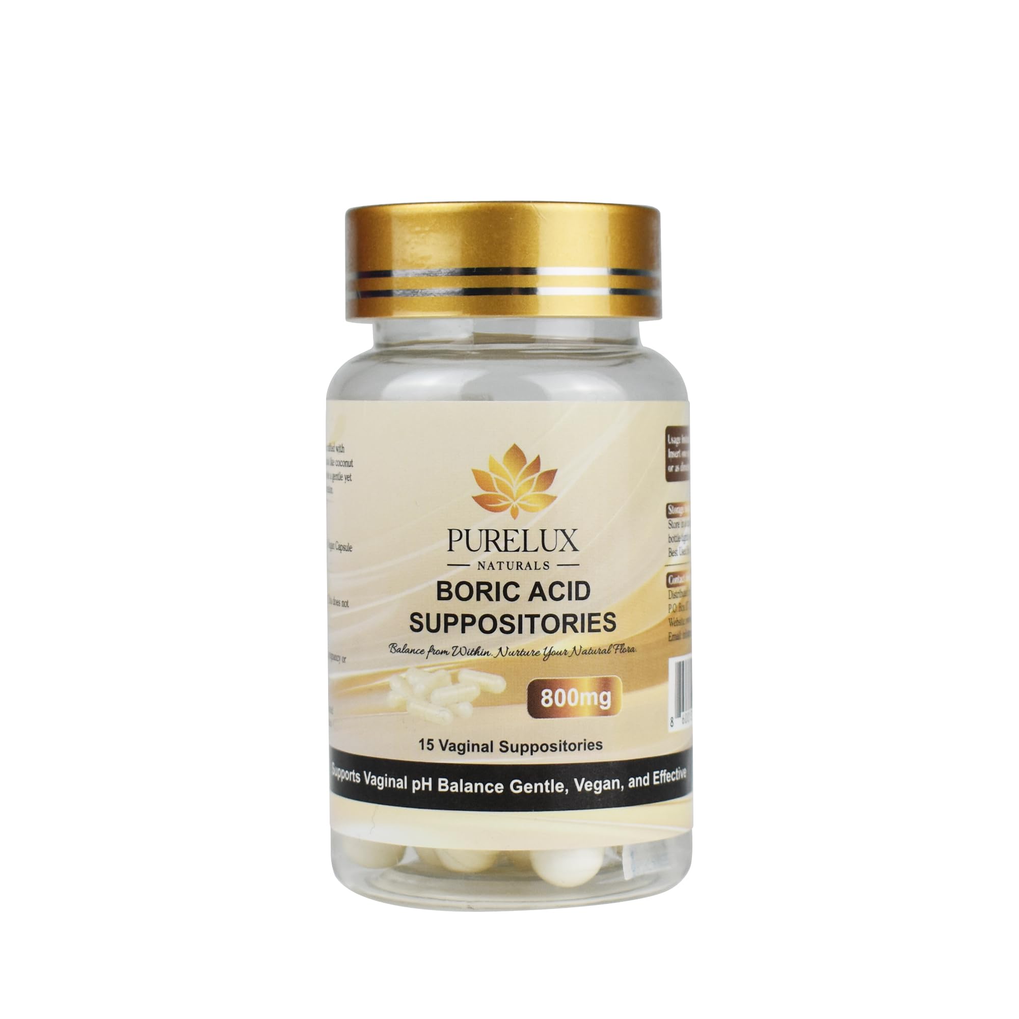 PureLux Boric Acid Feminine Wellness Support 800mg Size 000 30 Count Fragrance-Free Personal Care Formula PureLux Naturals buy supplements canada