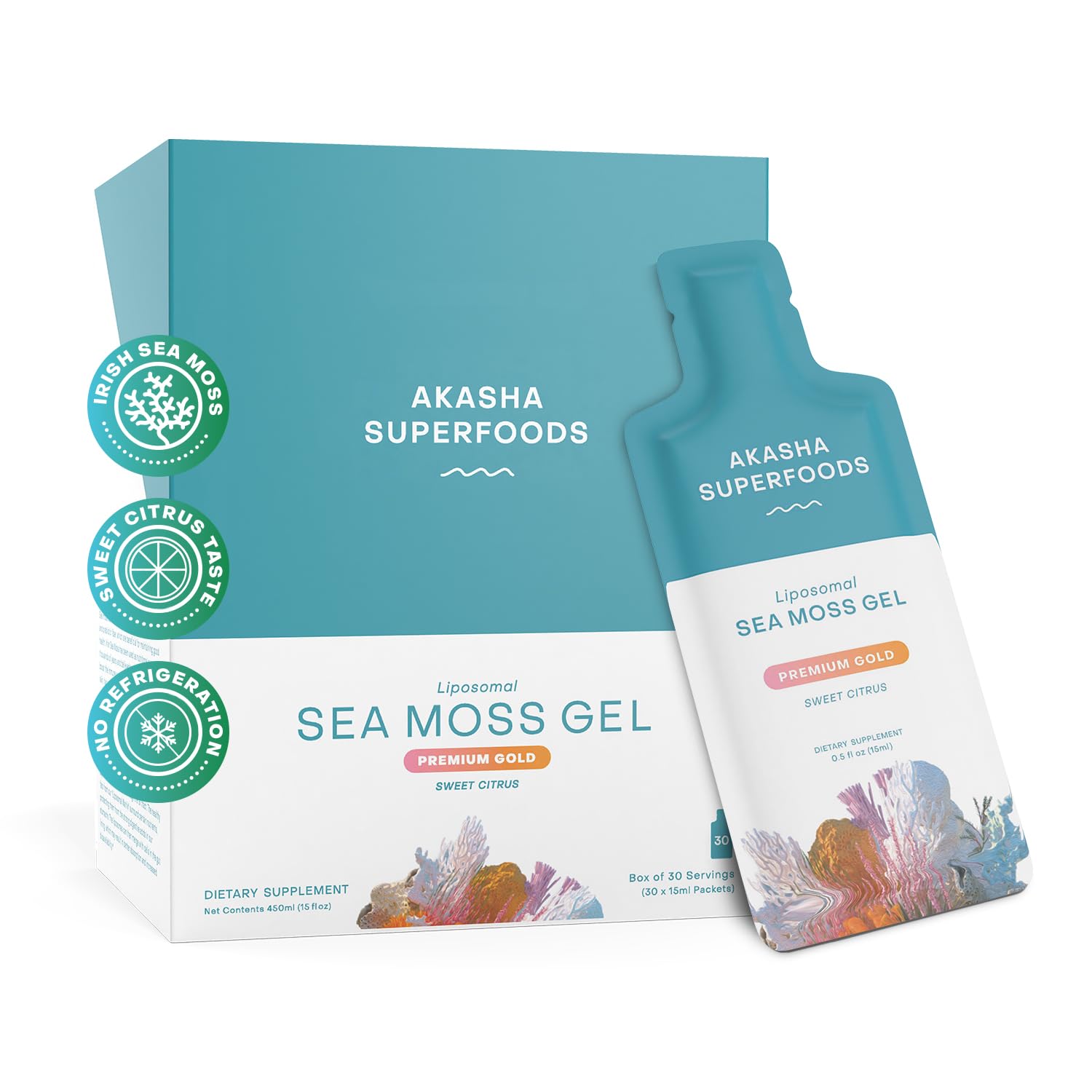 Akasha Superfoods Irish Sea Moss Gel, Liposomal Seamoss with Irish Sea Moss, Vitamin E, Citrus, Organic Vanilla, Glycerin, Skin, Energy & Gut Health Support for Women & Men, Sweet Citrus Flavor, 30 Ct Akasha Superfoods buy supplements canada