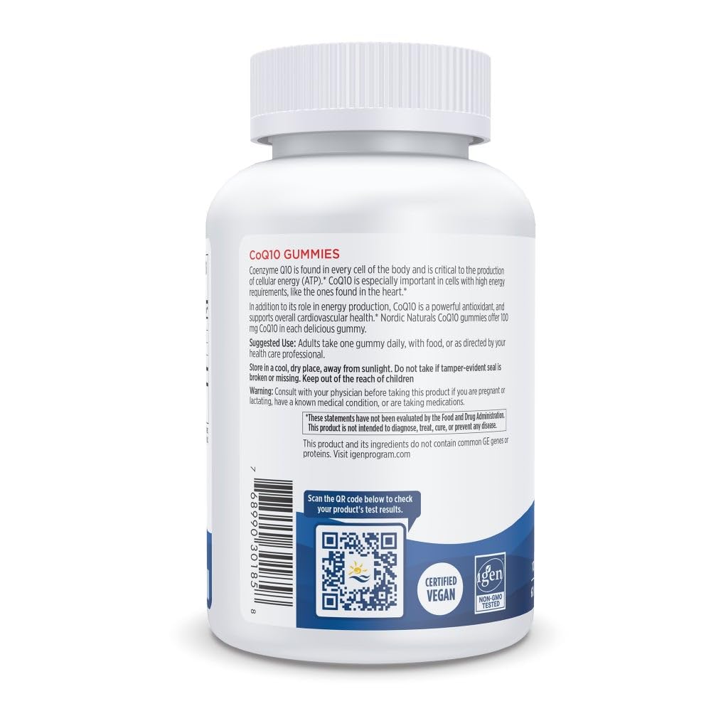 Nordic Naturals CoQ10 Gummies, Strawberry - 60 Gummies - 100 mg Coenzyme Q10 (CoQ10) - Great Taste - Heart Health, Cellular Energy Production, Antioxidant Support - Non-GMO, Vegan - 60 Servings Nordic Naturals buy supplements canada