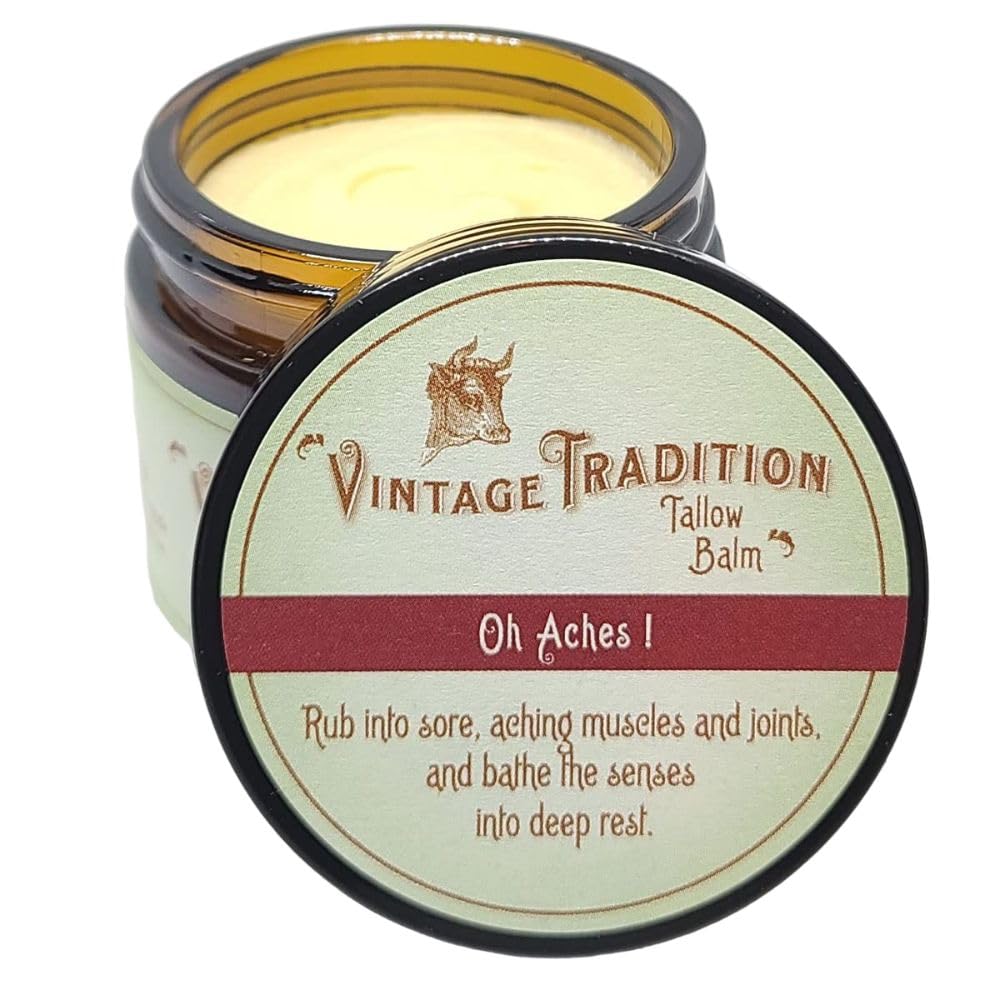 Vintage Tradition Oh Aches! Tallow Balm Supports Joint and Muscle Health – Beef Tallow Grass Fed Balm with Wintergreen, Peppermint, and Lime Essential Oil Blend, 2 Fl. Oz. Vintage Tradition buy supplements canada