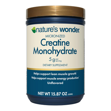 Nature's Wonder Micronized Creatine Monohydrate Powder 5g, Muscle Health, Muscle Energy Production, No Lactose, 5g of Micronized creatine Powder per Serving, 450G, 90 Servings Nature's Wonder buy supplements canada
