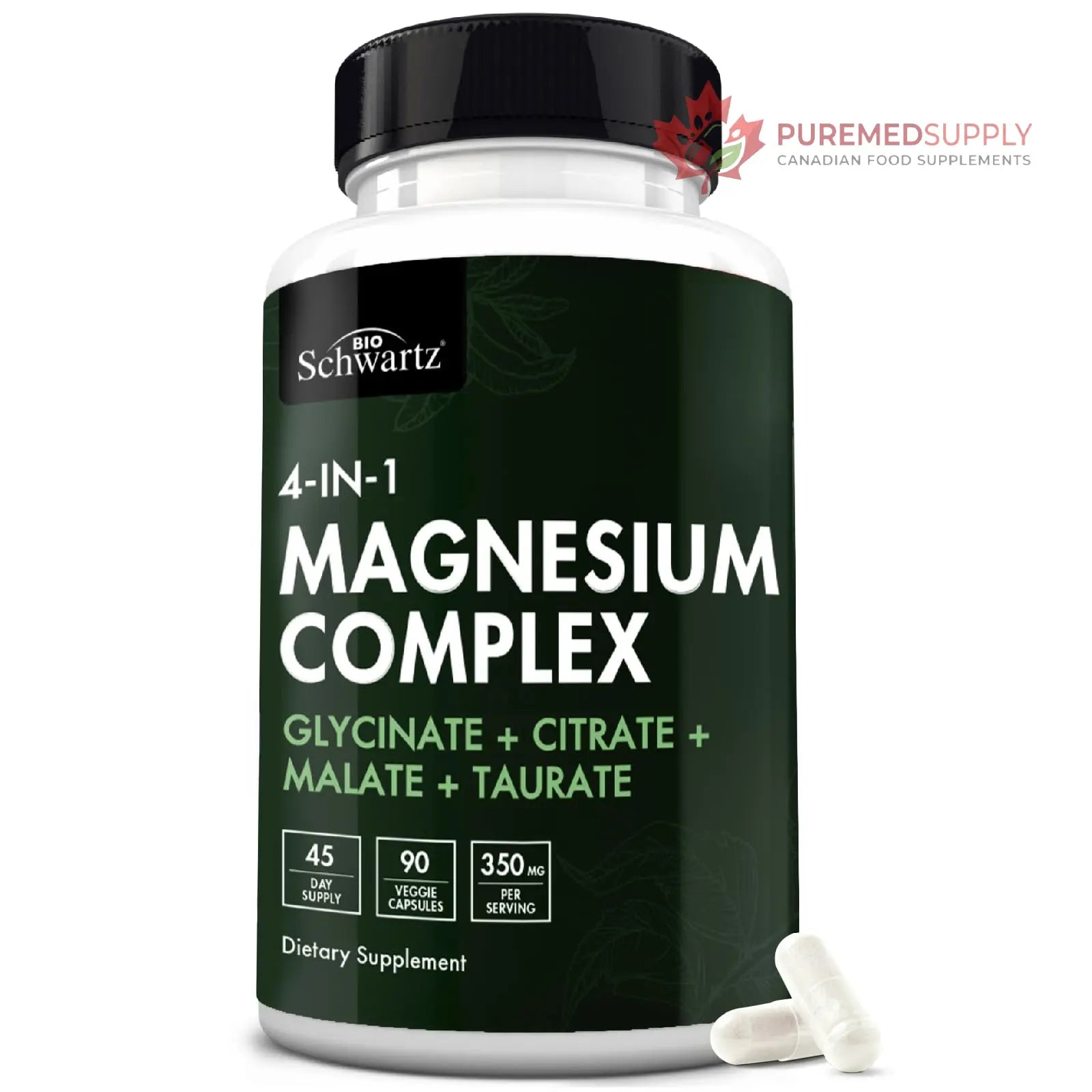 BioSchwartz Magnesium Complex Supplement (90 Capsules) 350mg Magnesium Glycinate Citrate Malate and Taurate Per Serving for Healthy Nerves Muscles Heart Sleep Support (Vegan, Gluten-Free, Non-GMO) BioSchwartz buy supplements canada