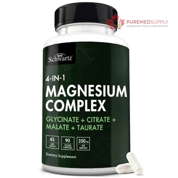 BioSchwartz Magnesium Complex Supplement (90 Capsules) 350mg Magnesium Glycinate Citrate Malate and Taurate Per Serving for Healthy Nerves Muscles Heart Sleep Support (Vegan, Gluten-Free, Non-GMO) BioSchwartz buy supplements canada