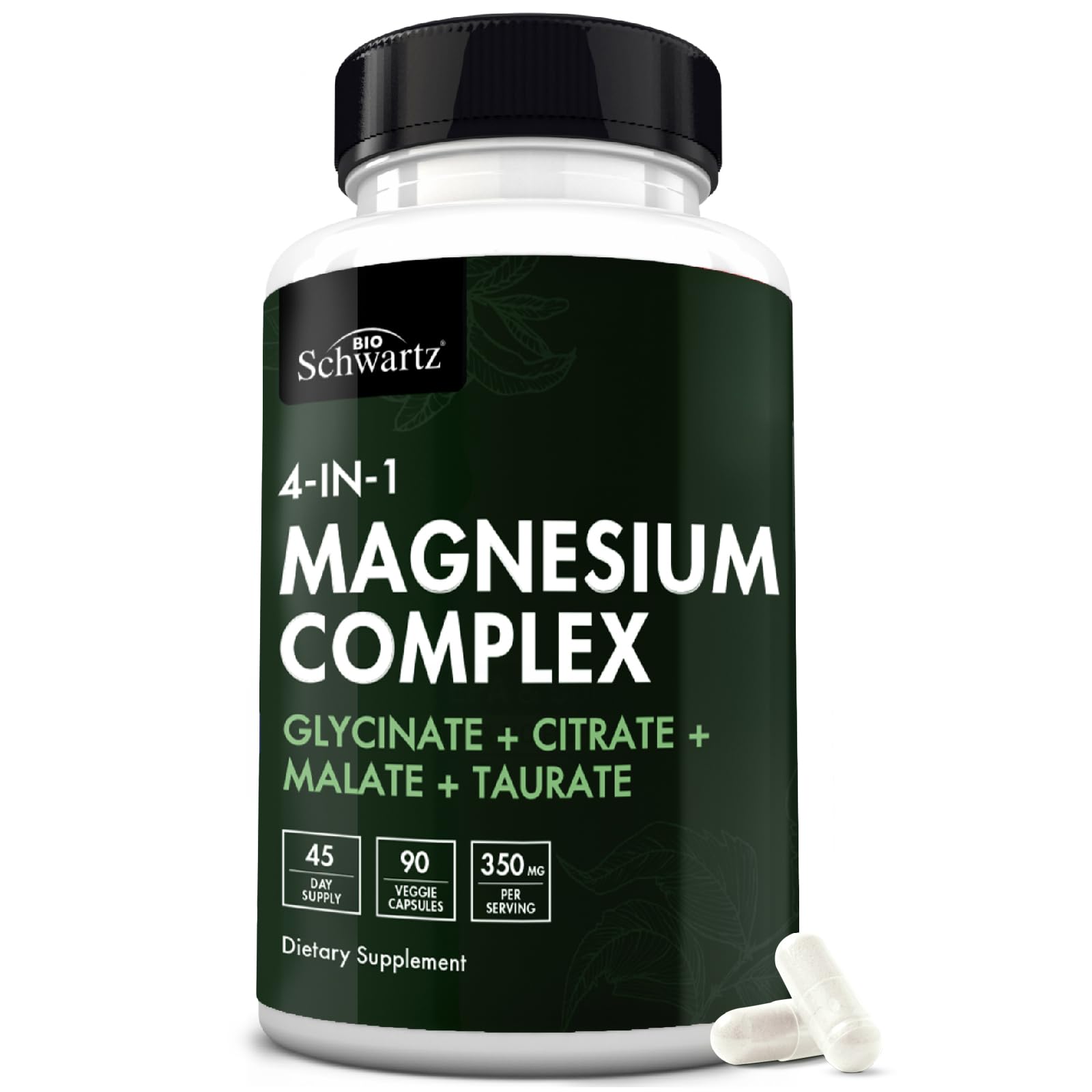 BioSchwartz Magnesium Complex Supplement (90 Capsules) 350mg Magnesium Glycinate Citrate Malate and Taurate Per Serving for Healthy Nerves Muscles Heart Sleep Support (Vegan, Gluten-Free, Non-GMO) BioSchwartz buy supplements canada