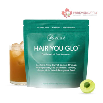 Glosense Hair You Glo – Plant-Based Biotin Supplement | Hair Growth Drink | Natural Hair Vitamins Powder with Amla, Sea Buckthorn, Gotu Kola | No Added Sugar, No Added Flavours | 30 Servings Glosense buy supplements canada