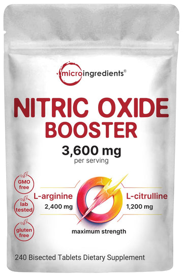 Nitric Oxide Supplements for Men & Women 3,600mg, 240 Bisected Tablets | 80 Servings | Max Strength Nitric Oxide Booster with L-Arginine & L-Citrulline Micro Ingredients buy supplements canada
