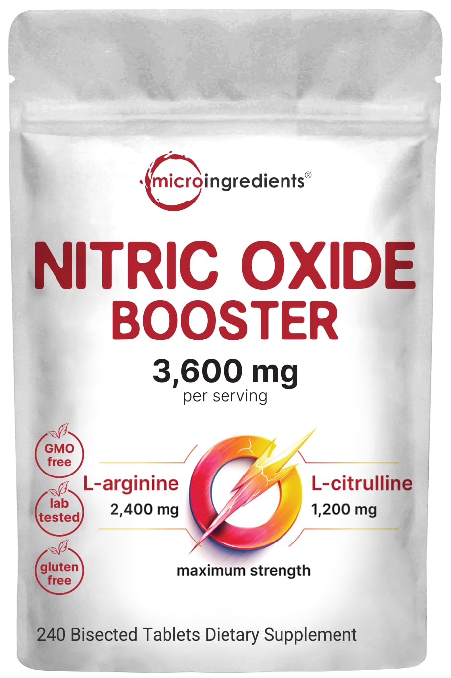 Nitric Oxide Supplements for Men & Women 3,600mg, 240 Bisected Tablets | 80 Servings | Max Strength Nitric Oxide Booster with L-Arginine & L-Citrulline Micro Ingredients buy supplements canada