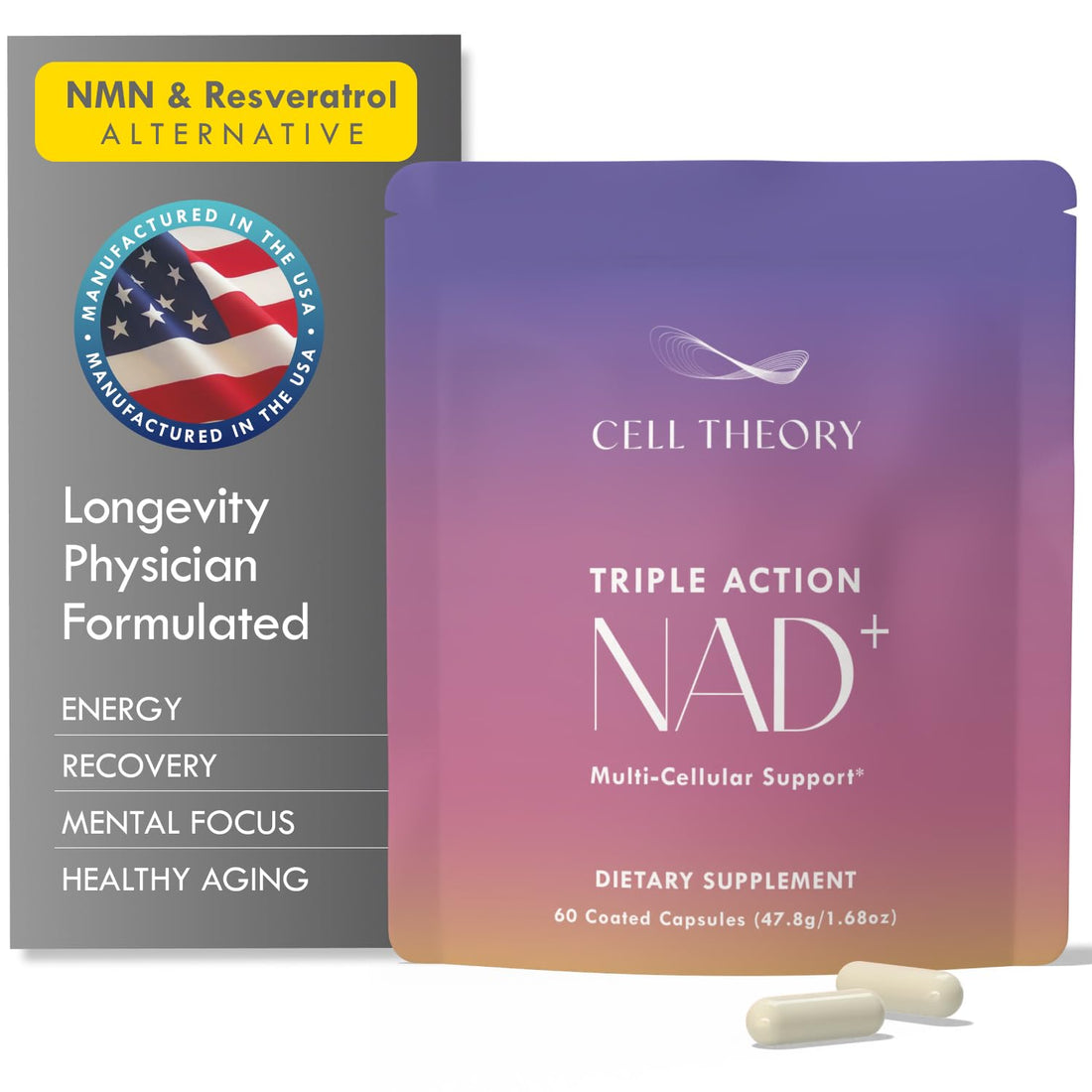 Cell Theory NAD+ Supplement – Triple Action Liposomal NAD+ & NADH Formula for Cellular Energy, Mitochondrial Support, and Longevity, Developed by Dr. Halland, 60 Capsules (30-Day Supply) Cell Theory buy supplements canada