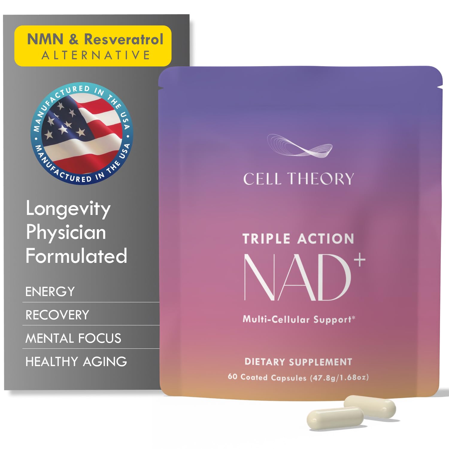 Cell Theory NAD+ Supplement – Triple Action Liposomal NAD+ & NADH Formula for Cellular Energy, Mitochondrial Support, and Longevity, Developed by Dr. Halland, 60 Capsules (30-Day Supply) Cell Theory buy supplements canada