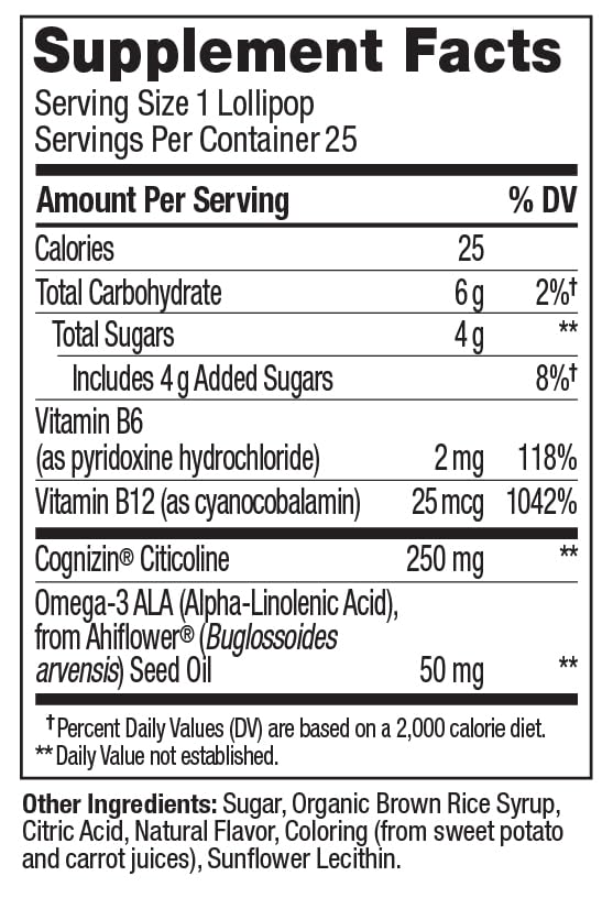 OLLY Focus Buddies L’OLLY Pops, Cognizin, Vitamins B6 and B12, Omega-3 ALA, Supports Focused Attention and Healthy Brain Function,* Kids 4+ Dietary Supplement, Watermelon Strawberry Flavored, 25 Count OLLY buy supplements canada