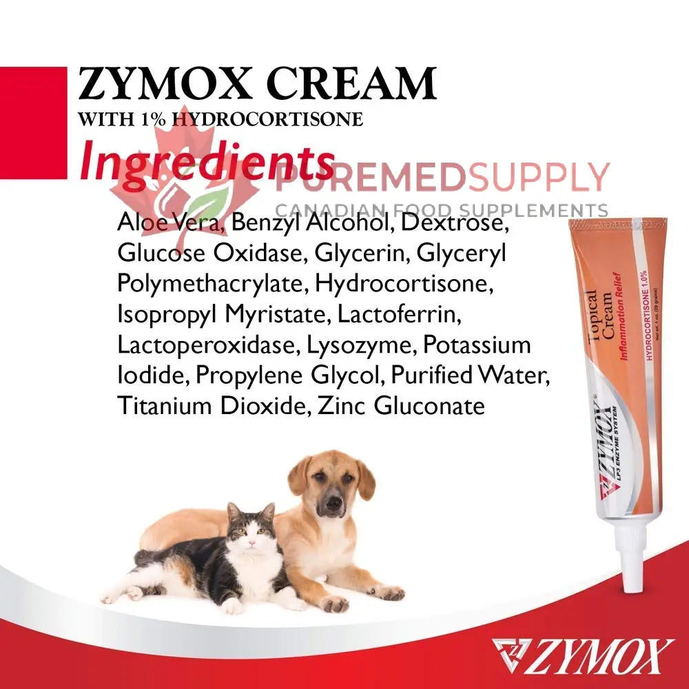 Zymox Veterinarian Strength Topical Cream with 1% Hydrocortisone for Dogs and Cats, 1oz Zymox buy supplements canada