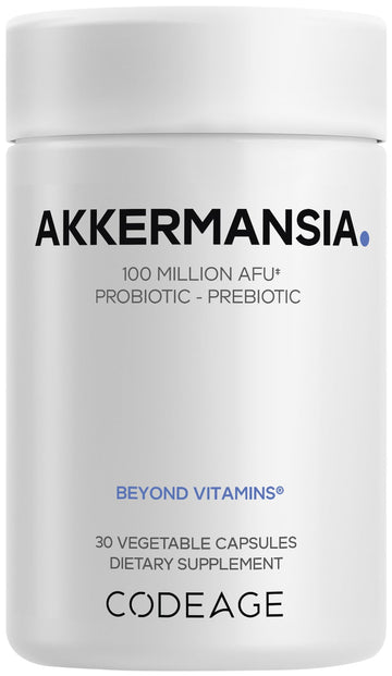 Codeage Akkermansia Synbiotic Supplement - 100 Million AFU Akkermansia Probiotic & Chicory Inulin Prebiotic - Chicory Root - 1 Capsule Per Serving - Non-GMO, Gluten-Free - 30 Capsules Codeage buy supplements canada