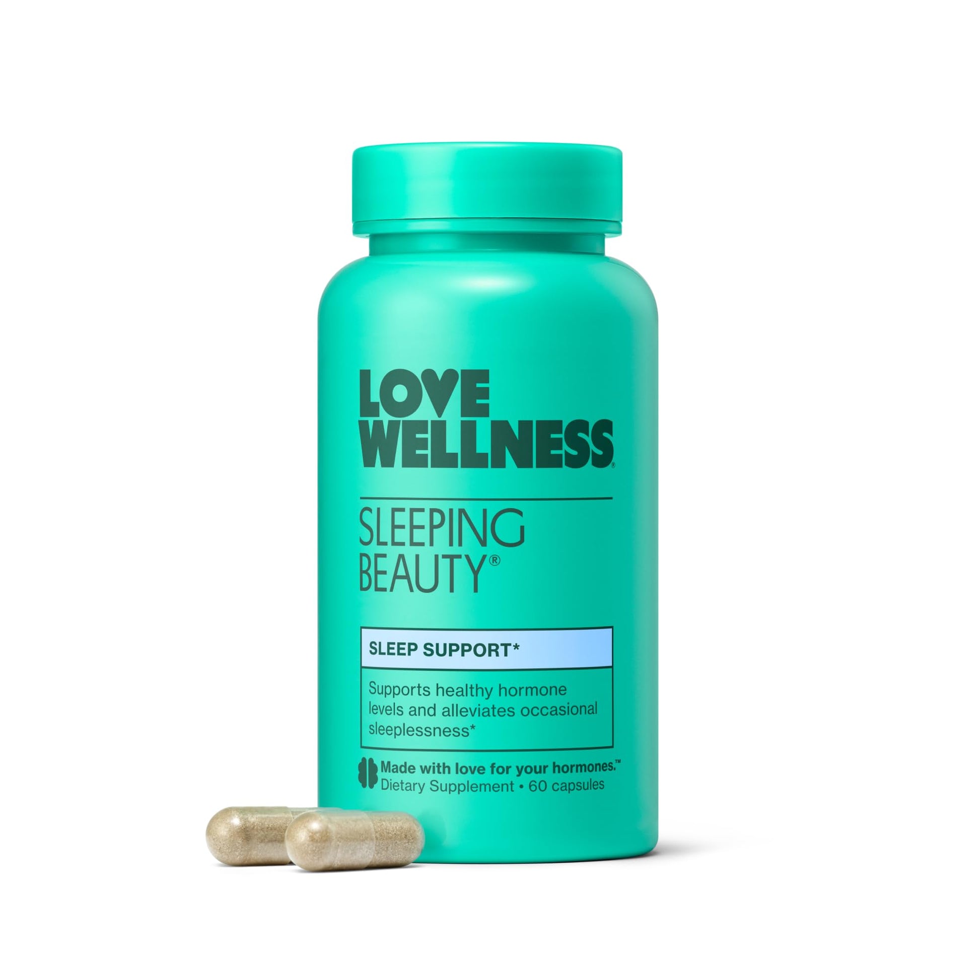 Love Wellness Sleeping Beauty | Sleep Support with Melatonin, Magnesium & L-Theanine | Promotes Restful Sleep, Relaxation & Calmness | Organic Valerian Root Powder & Lemon Balm | 60 Count Love Wellness buy supplements canada