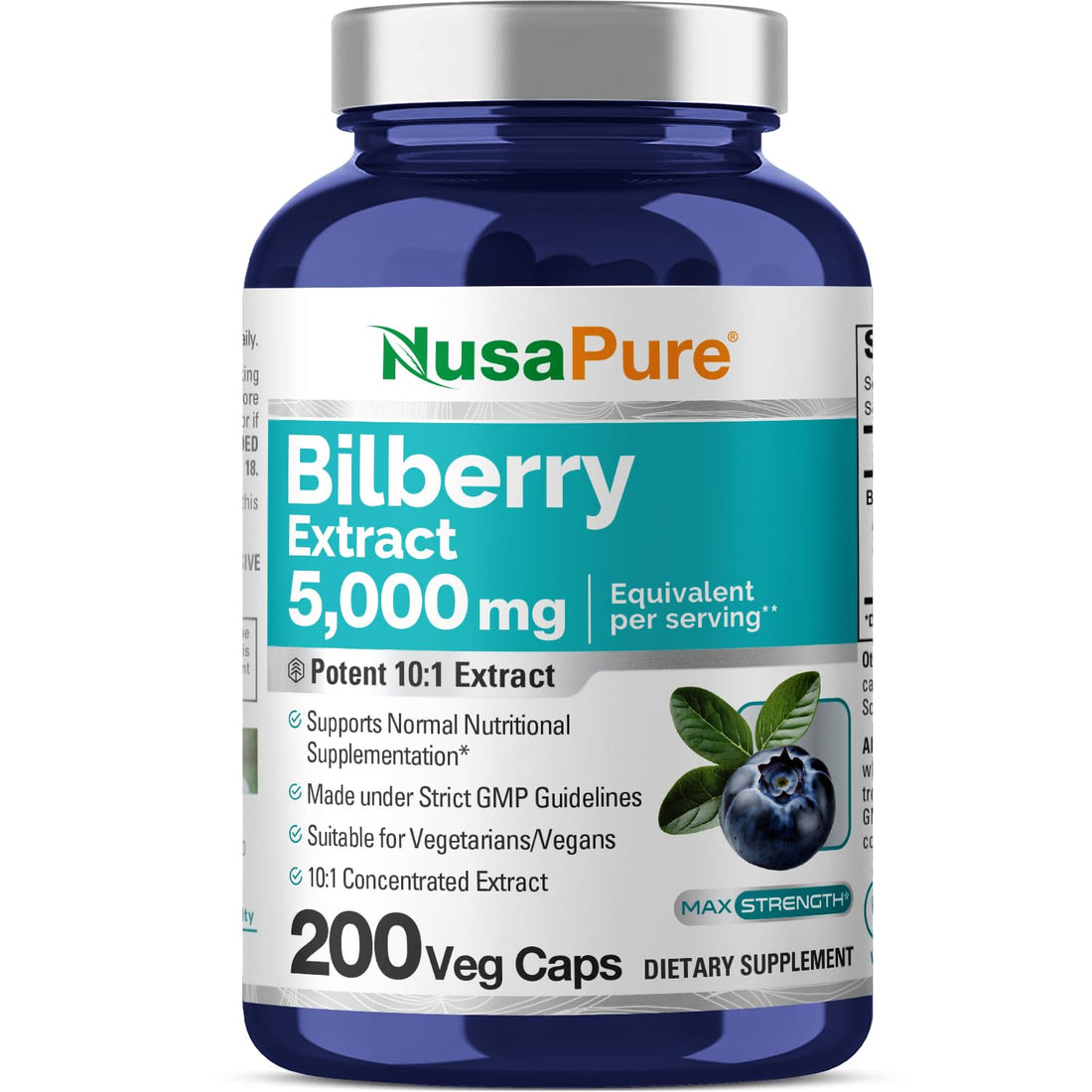 NusaPure Bilberry Extract 5,000mg 200 Vegetarian caps (Non-GMO, Vegan) NusaPure buy supplements canada