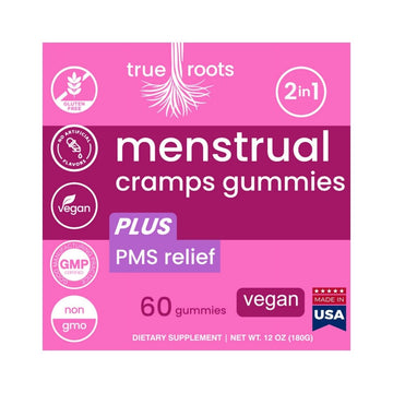 Menstrual Cramp Period Gummies True Roots | PMS Support Supplement for Women | Healthy Flow | Flo PMS Menstrual Cycle Relief, Cramping and Bloating | Vegan & Natural Flavors | 60 Count True Roots buy supplements canada