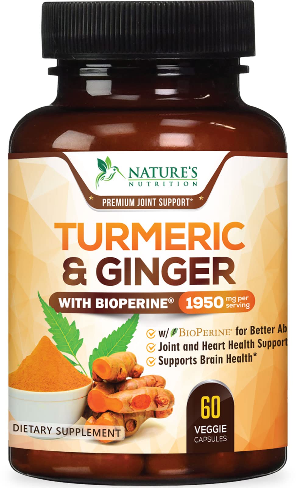 Turmeric Curcumin with BioPerine & Ginger 95% Standardized Curcuminoids Nature's Nutrition buy supplements canada