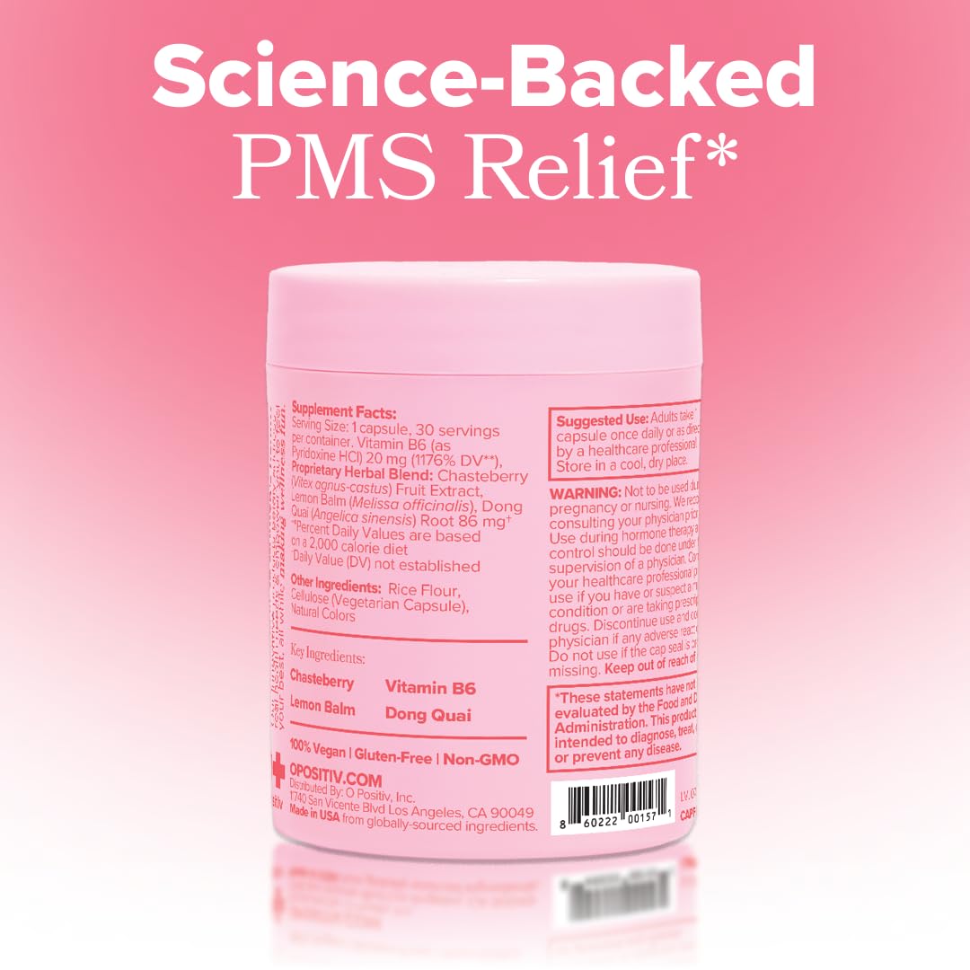 O Positiv FLO PMS Vitamins for Women, 30 Servings (Pack of 1) - Proactive PMS Relief - Targets Hormonal Breakouts, Bloating, Cramps O Positiv buy supplements canada