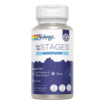 SOLARAY Menopause her Life Stages - Menopause Supplements for Women - Supports Mood, Sleep, Hot Flashes, Night Sweats - Vegan, Gluten Free - 60-Day Guarantee - 30 Servings, 60 VegCaps SOLARAY buy supplements canada